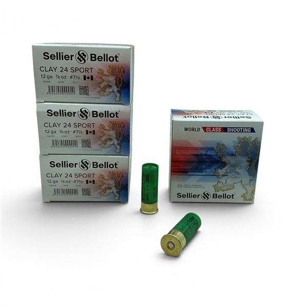 Sellier & Bellot Clay 24 12 Ga 2 3/4" #7 1/2 Ammunition, 100 Rounds