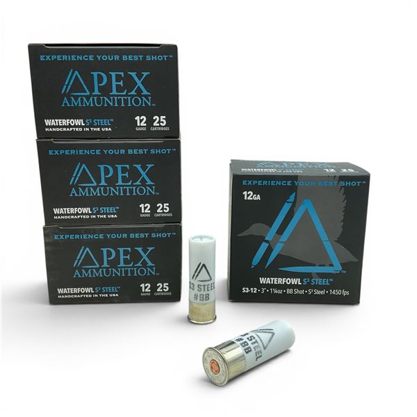Apex Waterfowl S3 Steel 12 Ga 3" BB Ammunition, 100 Rounds