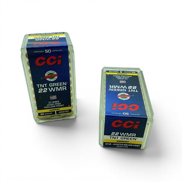 CCI TNT Green Varmint 22 WMR 30 Grain HP Ammunition, 100 Rounds