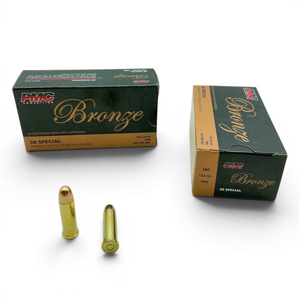 PMC Bronze 38 Spec 132 Grain FMJ Ammunition, 100 Rounds