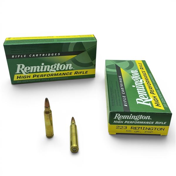 Remington High Performance Rifle 223 Rem 55 Grain PSP Ammunition, 40 Rounds