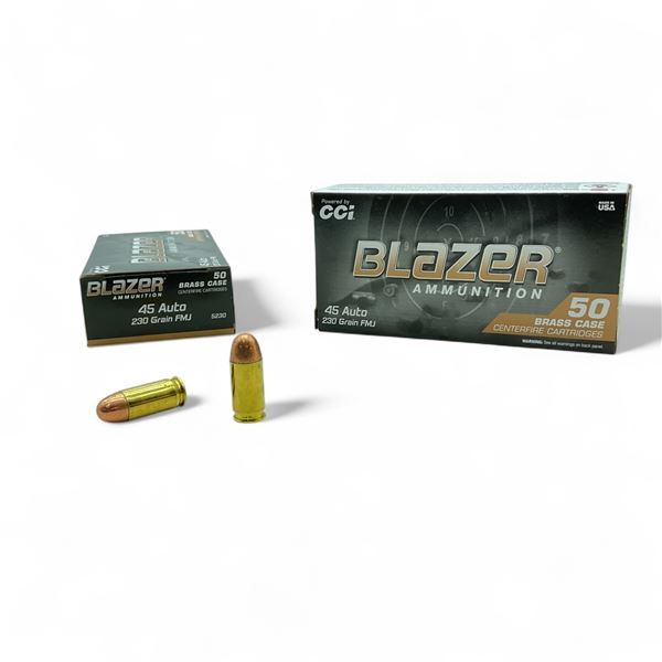 CCI Blazer 45 Auto, 230 Grain FMJ Ammunition, 100 Rounds