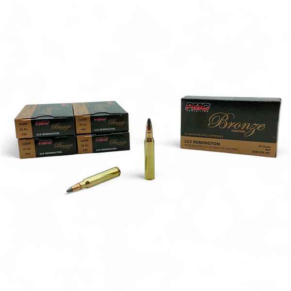 PMC Bronze 223 Remington, 55 Grain PSP Ammunition, 100 Rounds
