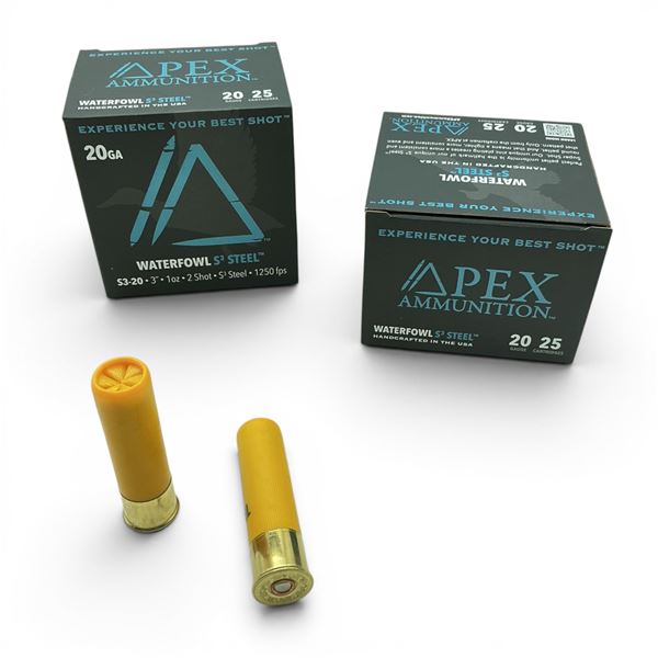 Apex Waterfowl S3 Steel 20 Ga 3" #2 Ammunition, 50 Rounds