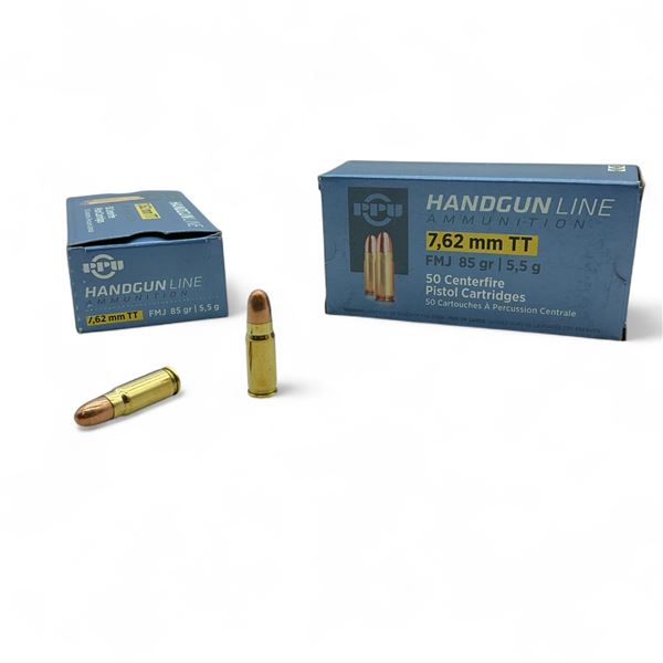 PPU 7.62mm TT, 85 Grain FMJ Ammunition, 100 Rounds
