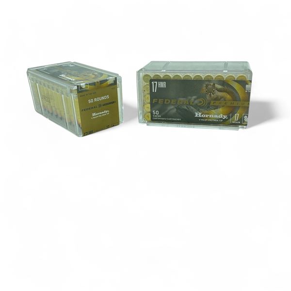 Federal Premium 17 HMR, 17 Grain Hornady V-Max Poly Tip Ammunition, 100 Rounds