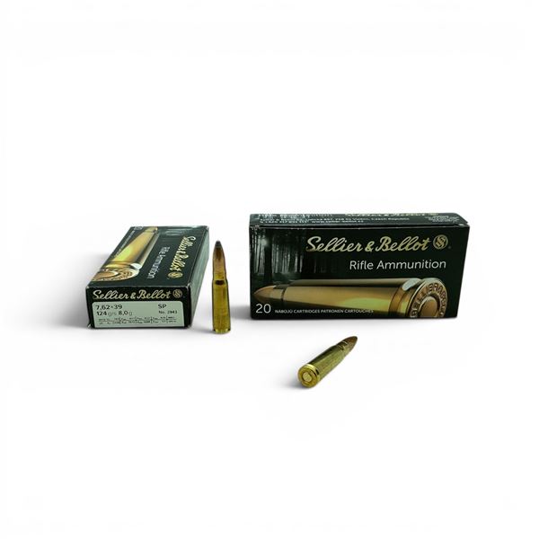 Sellier & Bellot 7.62x39, 124 Grain SP Ammunition, 40 Rounds