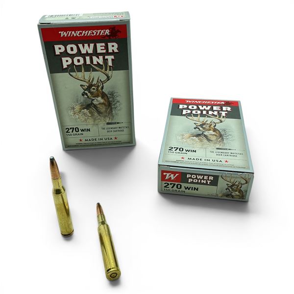Winchester Power Point 270 Win 150 Grain Ammunition, 40 Rounds