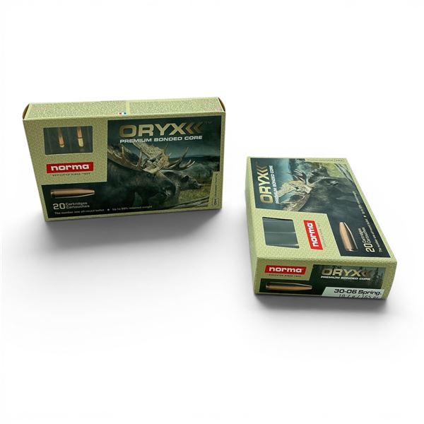 Norma Dedicated Hunting Oryx Premium Bonded Core 30-06 SPRG 165 Grain Ammunition, 40 Rounds