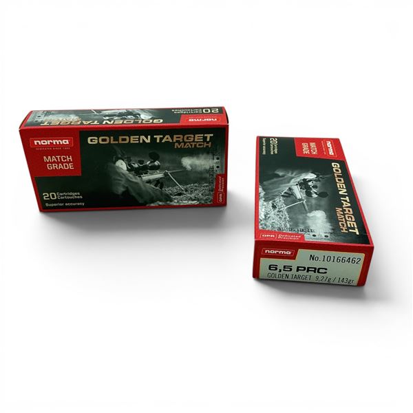 Norma Dedicated Precision Golden Target Match 6.5 PRC 143 Grain Ammunition, 40 Rounds