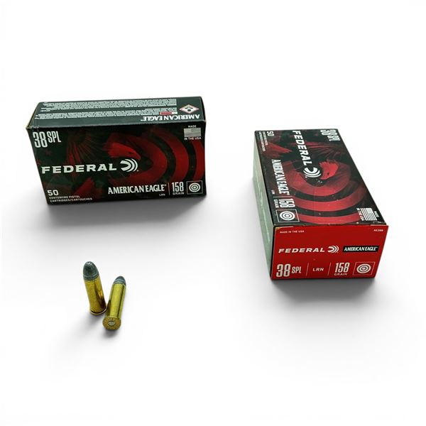 Federal American Eagle 38 Spec 158 Grain LRN Ammunition, 100 Rounds