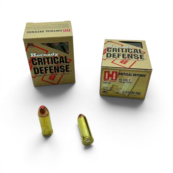 Hornady Critical Defense 45 Colt 185 Grain FTX Ammunition, 40 Rounds