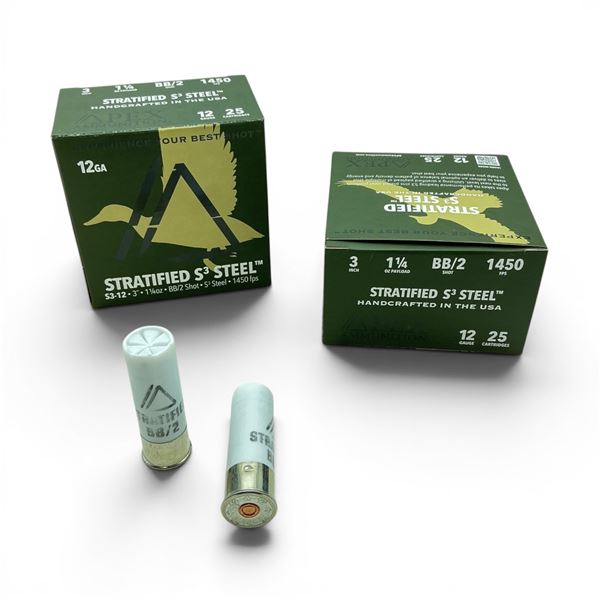 Apex Stratified S3 Steel 12 Ga 3" BB/ #2 Ammunition, 50 Rounds