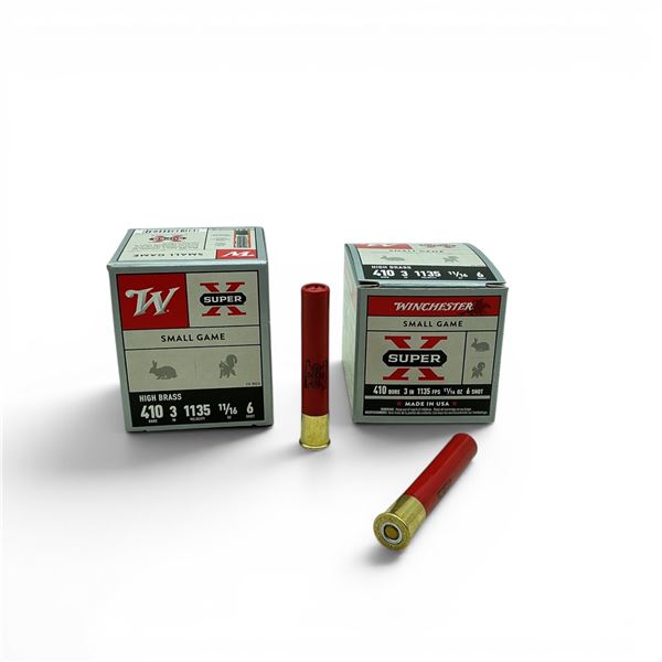 Winchester Super X Small Game 410 Ga, 3", 11/16 oz, #6 Shot High Brass Ammunition, 50 Rounds