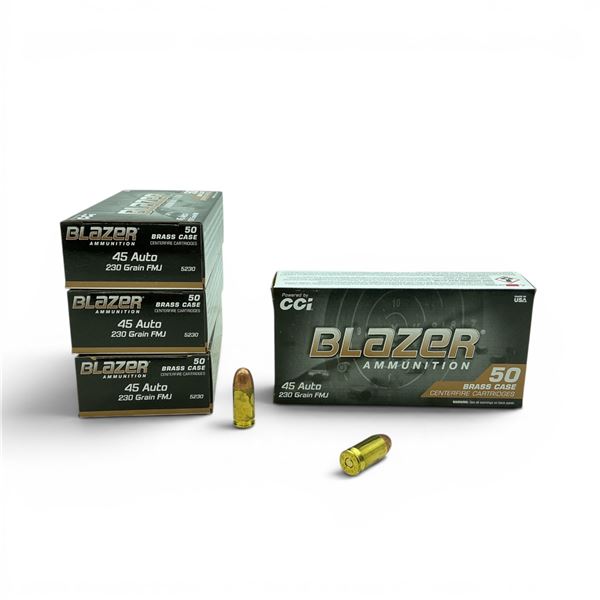 CCI Blazer 45 Auto, 230 Grain FMJ Ammunition, 200 Rounds