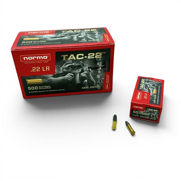 Norma Dedicated Precision TAC-22 22 LR 40 Grain Ammunition, 500 Rounds