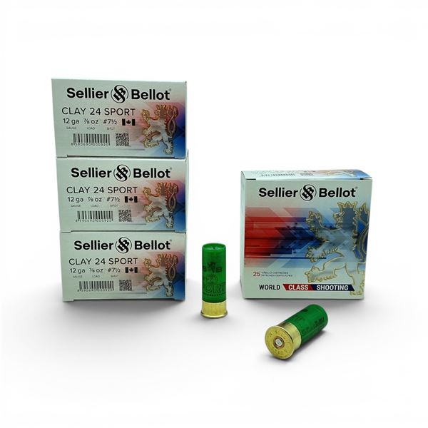 Sellier & Bellot Clay 24 Sport 12 Ga, 7/8 oz, #7.5 Shot Ammunition, 100 Rounds