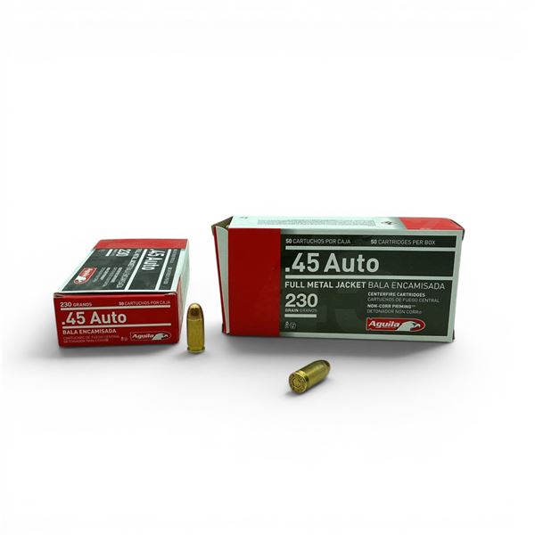 Aguila.45 Auto, 230 Grain FMJ Ammunition, 100 Rounds