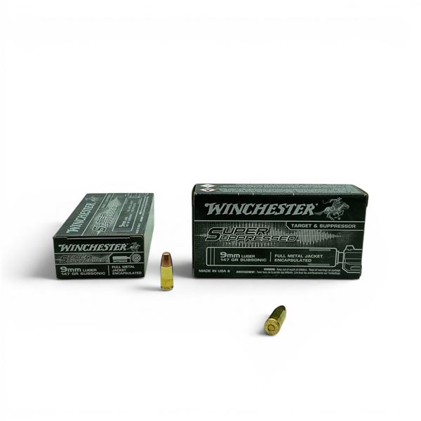 Hornady Super Suppressed 9mm Luger, 147 Grain Subsonic Full Metal Jacket Ammunition, 100 Rounds