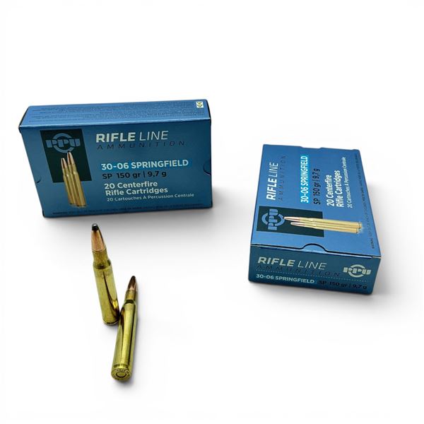 PPU RifleLine 30-06 SPRG 150 Grain SP Ammunition, 40 Rounds