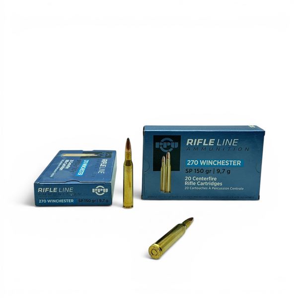 PPU 270 Win, 150 Grain SP Ammunition, 40 Rounds