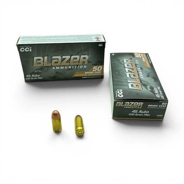 CCI Blazer Brass 45 ACP 230 Grain FMJ Ammunition, 100 Rounds