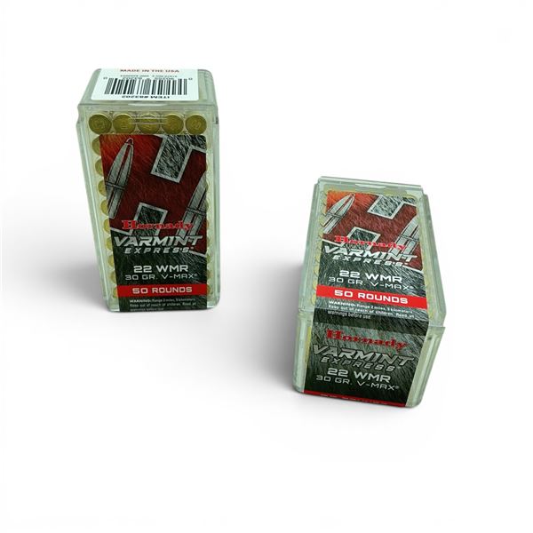 Hornady Varmint Express 22 WMR 30 Grain V-Max Ammunition, 100 Rounds