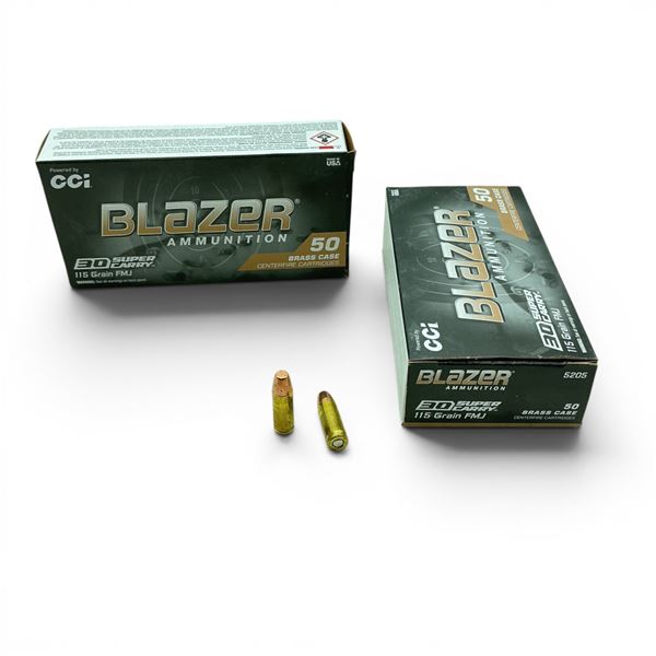 CCI Blazer Brass 30 Super Carry 115 Grain FMJ Ammunition, 100 Rounds