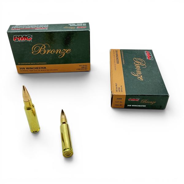 PMC Bronze 308 Win 147 Grain FMJ-BT Ammunition, 40 Rounds