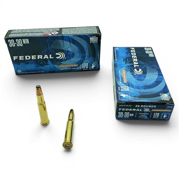 Federal Power Shok 30-30 Win 170 Grain JSP RN Ammunition, 40 Rounds