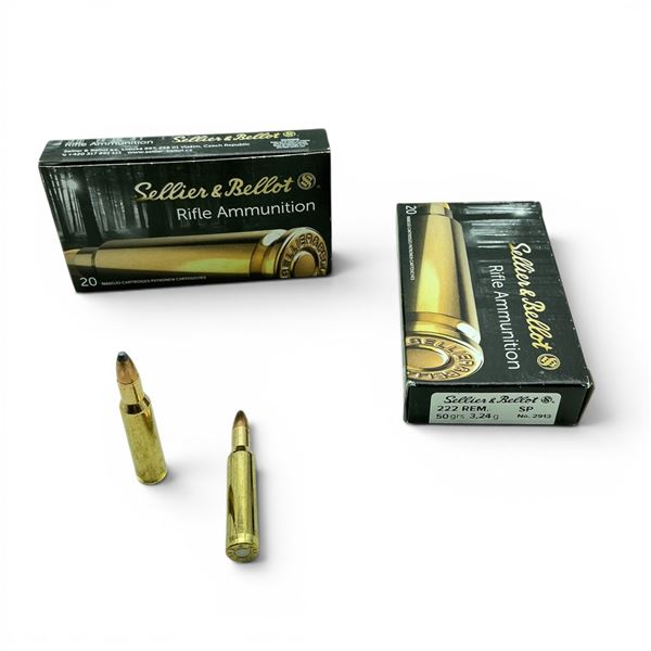 Sellier & Bellot 222 Rem 50 Grain SP Ammunition, 40 Rounds
