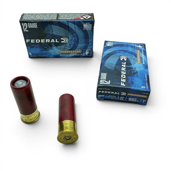 Federal Power Shok 12 Ga 2 3/4" Maximum Rifled Slug Ammunition, 10 Rounds