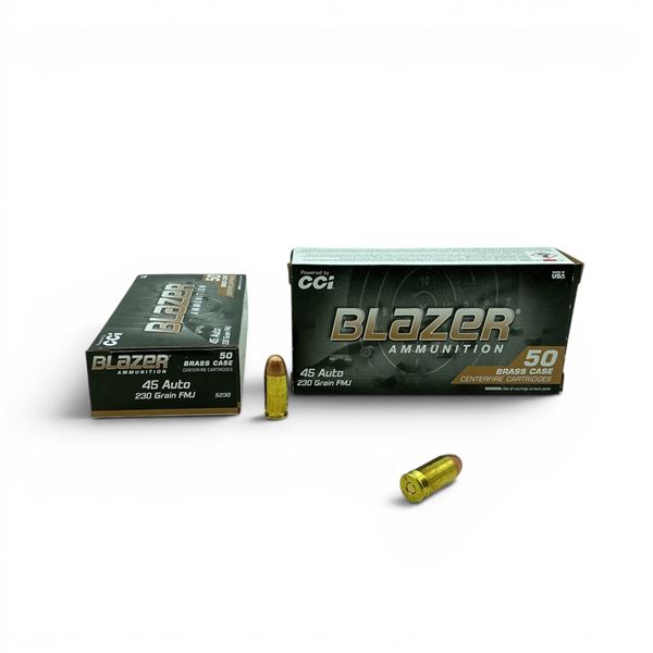 CCI Blazer 45 Auto, 230 Grain FMJ Ammunition, 100 Rounds