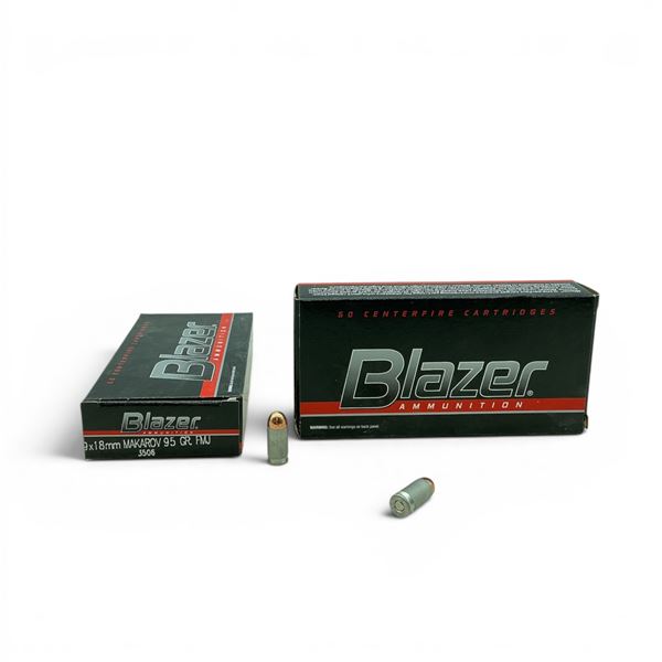 CCI Blazer 9x18mm Makarov, 95 Grain FMJ Ammunition, 100 Rounds