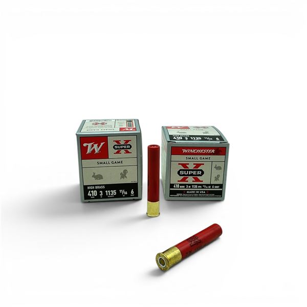 Winchester Super X Small Game 410 Ga, 3", 11/16 oz, #6 Shot High Brass Ammunition, 50 Rounds