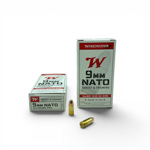 Winchester Target & Training 9mm Nato, 124 Grain FMJ Ammunition, 100 Rounds