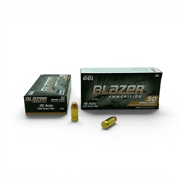 CCI Blazer 45 Auto, 230 Grain FMJ Ammunition, 100 Rounds