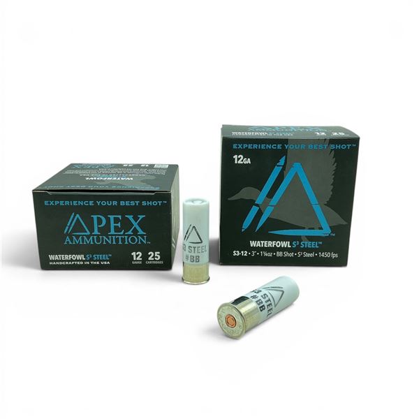 Apex Waterfowl S3 Steel 12 Ga, 3", 1-1/4 oz, BB Shot S3 Steel Ammunition, 50 Rounds