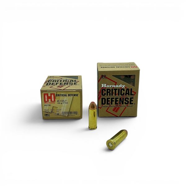 Hornady Critical Defense 45 Colt, 185 Grain FTX Ammunition, 40 Rounds