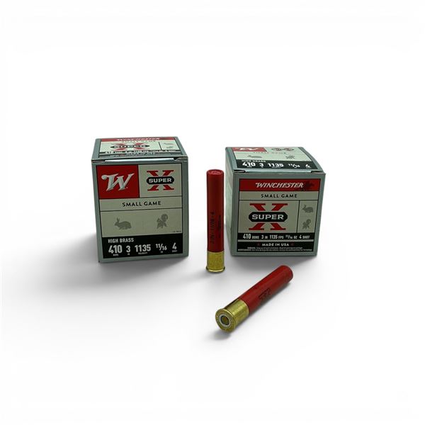 Winchester Super X Small Game 410 Ga, 3", 11/16 oz, #4 Shot High Brass Ammunition, 50 Rounds