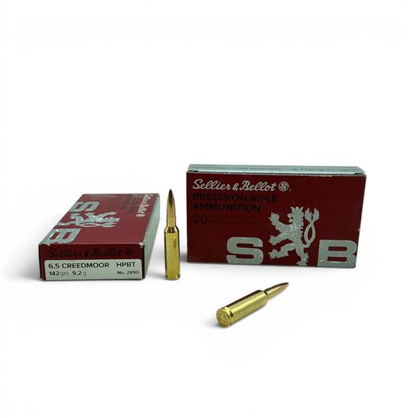 Sellier & Bellot 6.5 Creedmoor, 142 Grain HPBT Ammunition, 40 Rounds