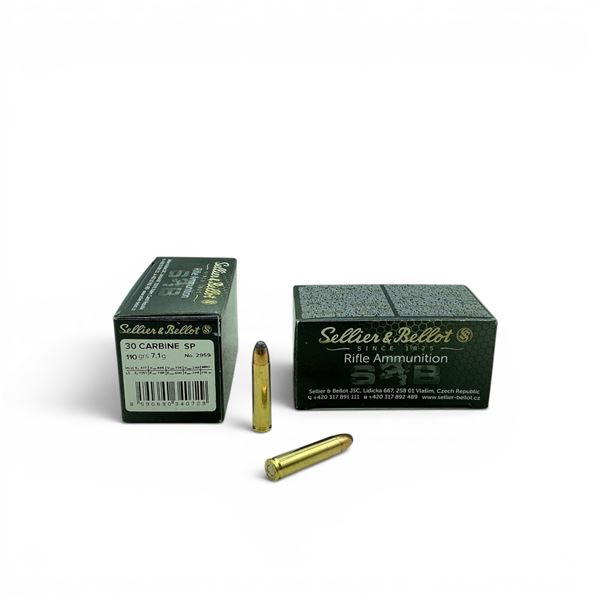 Sellier & Bellot 30 Carbine, 110 Grain SP Ammunition, 100 Rounds