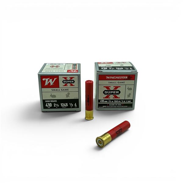 Winchester Super X Small Game 410 Ga, 2-1/2", 1/2 oz, #4 Shot High Brass Ammunition, 50 Rounds