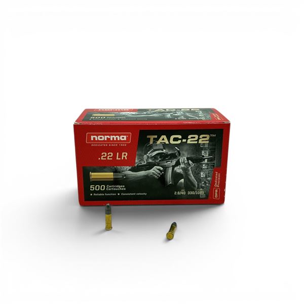 Norma Tac-22 .22 LR, 40 Grain LRN Ammunition, 500 Rounds