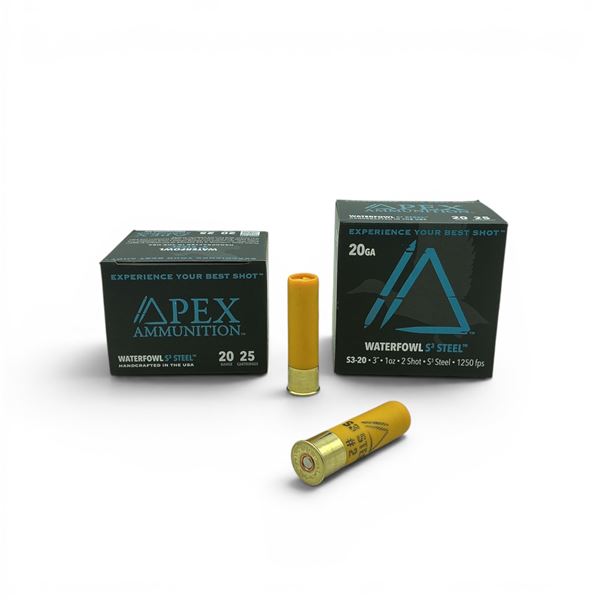 Apex Waterfowl S3 Steel 20 Ga, 3", 1 oz, #2 Shot Ammunition, 50 Rounds