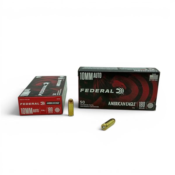Federal American Eagle 10mm Auto, 180 Grain FMJ Ammunition, 100 Rounds