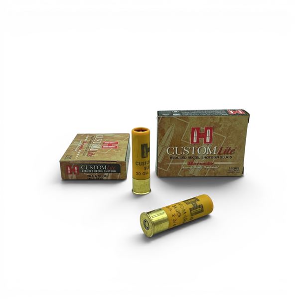 Hornady Custom Lite 20 Ga Slug, 250 Grain FTX Reduced Recoil Shotgun Ammunition, 10 Rounds