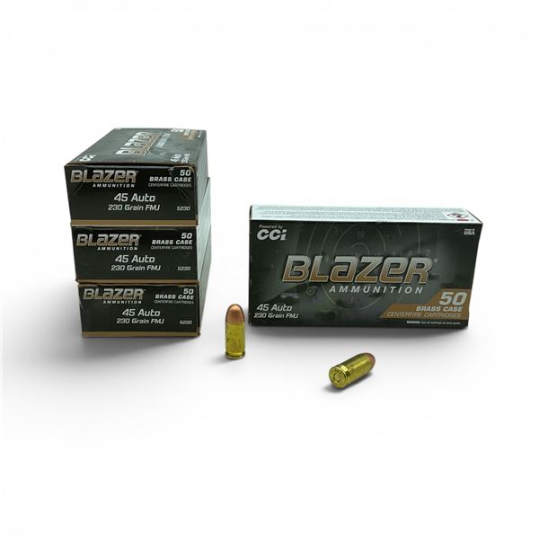 CCI Blazer 45 Auto, 230 Grain FMJ Ammunition, 100 Rounds
