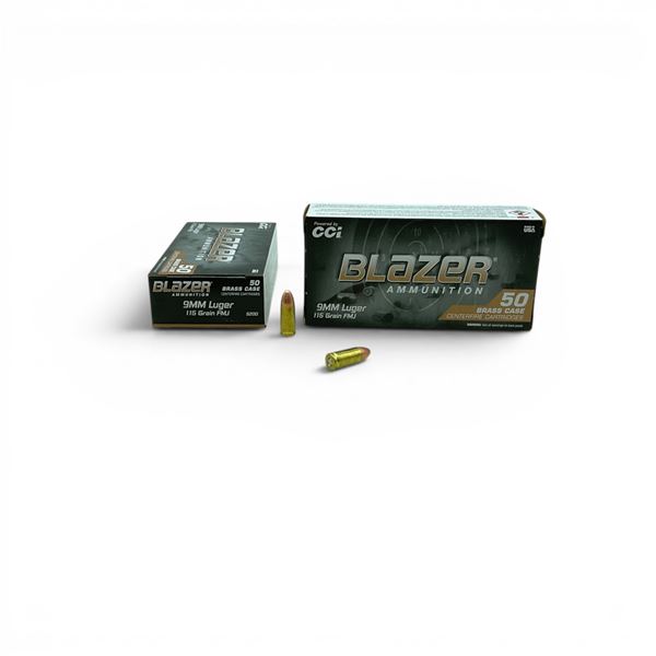 CCI Blazer 9mm Luger, 115 Grain FMJ Ammunition, 100 Rounds
