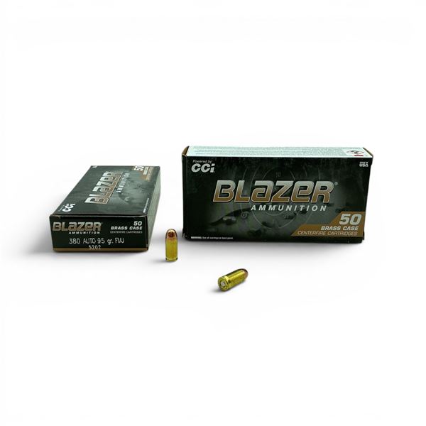 CCI Blazer 380 Auto, 95 Grain FMJ Ammunition, 100 Rounds